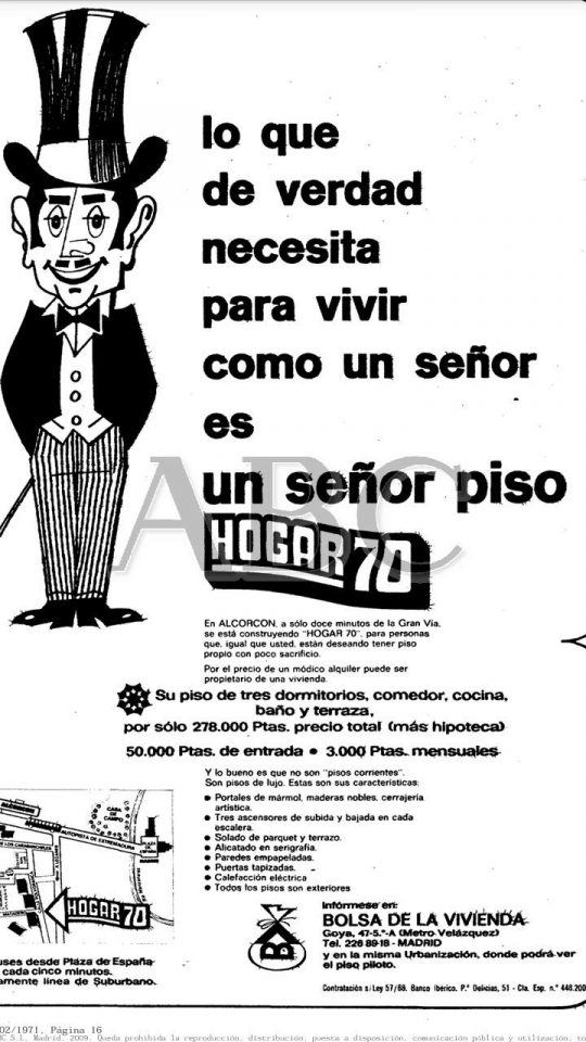 1970 - Cartel publicitario de venta de piso en Alcorcón