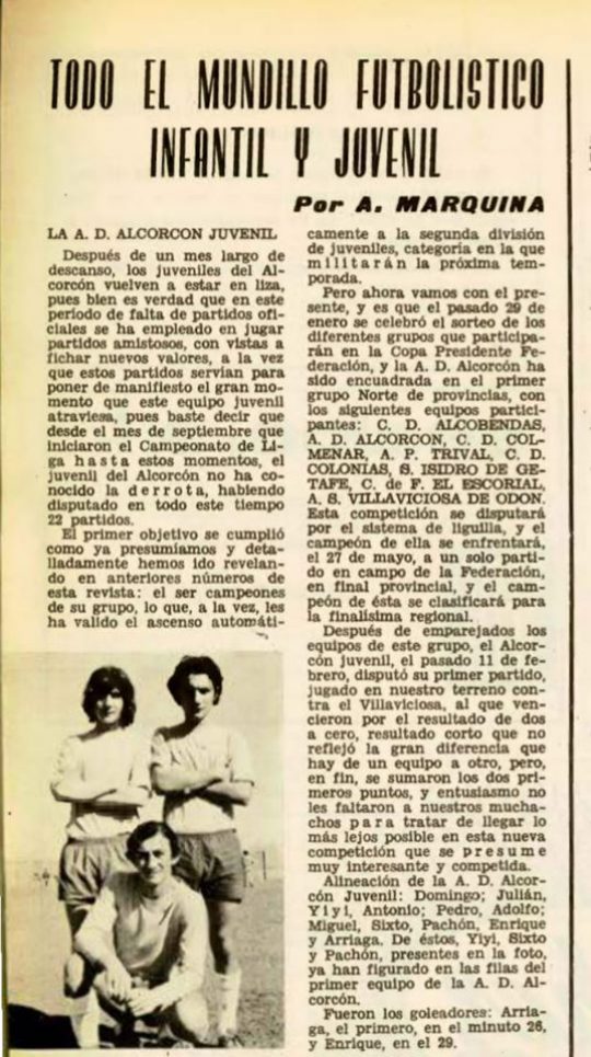 1972 - Periódico de la Agrupación Deportiva Alcorcón