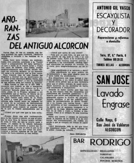 1974 - Entrevista hecha a un alcorconero en un periódico