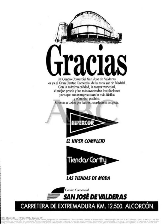 1989 - Cartel de inauguración del Hipercor